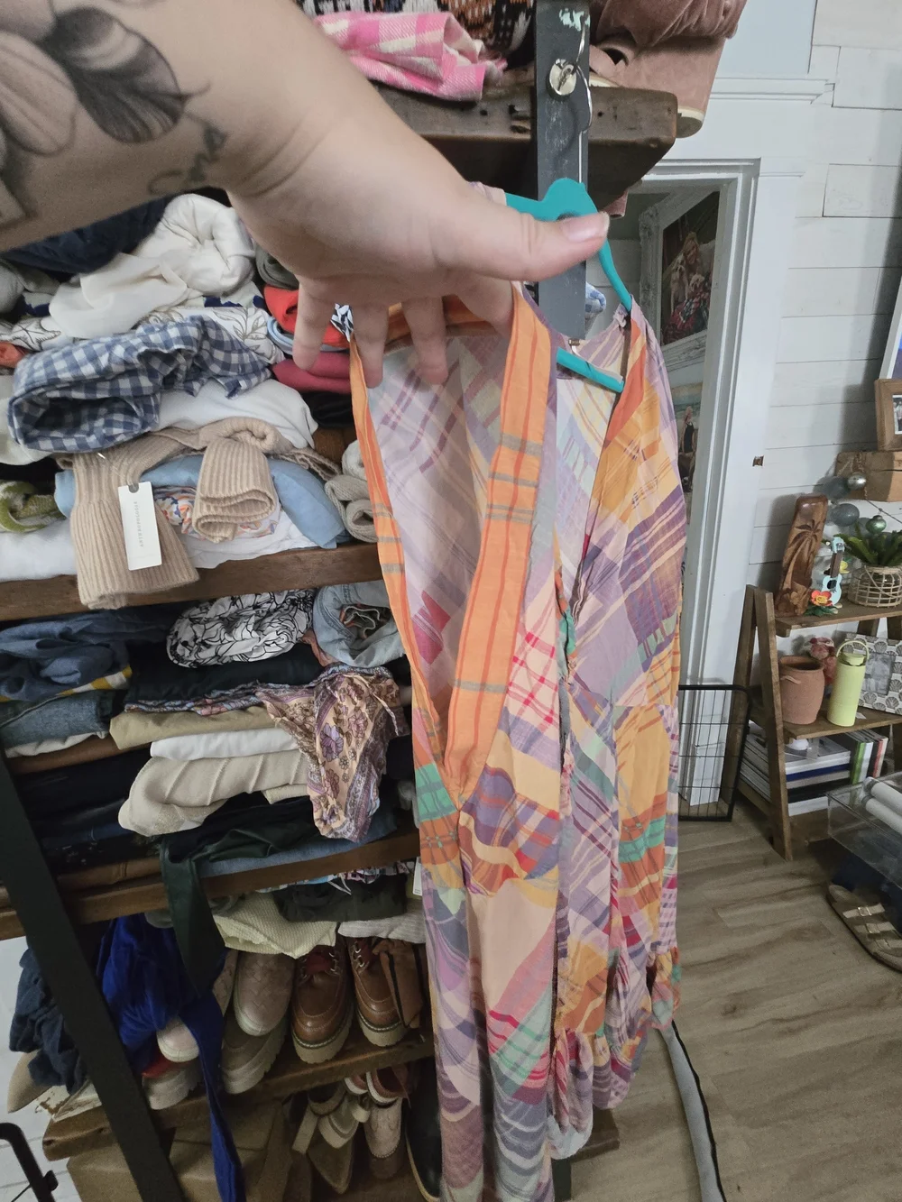 Free People Multicolor Plaid Cover Up